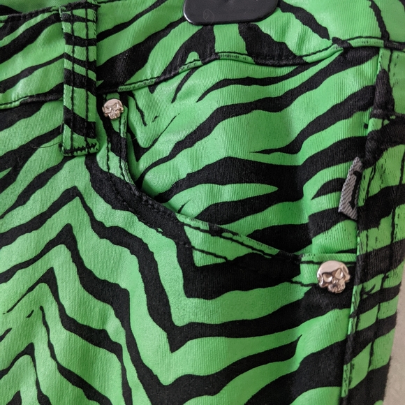 Tripp NYC Neon Green Zebra Print Pants - Picture 6 of 9